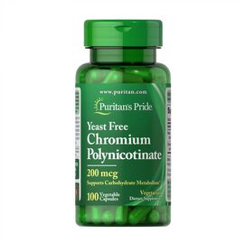 Купить Хром полиникотинат (Chromium Polynicotinate)  200 mcg Yeast Free - 100 veg caps - Puritans Pride, фото , характеристики, отзывы