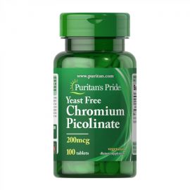 Купить Хром пиколинат (Chromium Picolinat)  200 mcg Yeast Free - 100 tabs - Puritan's Pride, фото , характеристики, отзывы