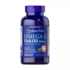 Купить Омега - 3 (Omega-3) Fish Oil 1200 mg (360 mg Active Omega-3) - 200 softgels - Puritans Pride, фото , характеристики, отзывы
