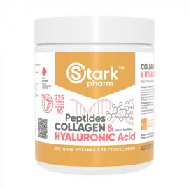 Купить Пептиды коллагена, Collagen Peptides & Hyaluronic Acid - 225g Raspberry (Малина)  - Stark Pharm, фото , характеристики, отзывы