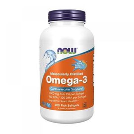 Придбати Omega-3 Molecularly Distilled - 200 fish softgels, image , характеристики, відгуки