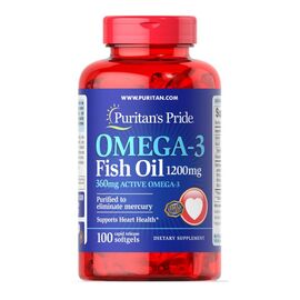 Купить Омега - 3 ( Omega-3 ) Fish Oil 1200 mg (360 mg Active Omega-3) - 100 Softgels - Puritans Pride, фото , характеристики, отзывы