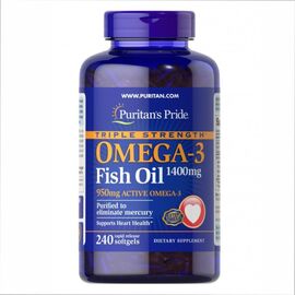 Придбати Omega-3 Triple Strength1360 mg (950 mg Active Omega-3) - 240 softgels, image , характеристики, відгуки