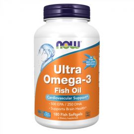 Купить Ультра Омега 3 ( Ultra Omega-3 ) FO 500/250 Fish Gelatin - 180 Softgels - Now Foods, фото , характеристики, отзывы