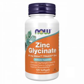 Купить Цинк глицинат (Zinc Glycinate) 30mg - 120 sgels - Now Foods, фото , характеристики, отзывы