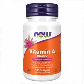 Купить Витамин A 25000 IU - 100 sgels- Now Foods, фото , характеристики, отзывы