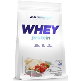 Придбати - Сироватковий протеїн Whey Protein - 900g White Chocolate Strawberry (Білий шоколад і полуниця) - All Nutrition, image , характеристики, відгуки