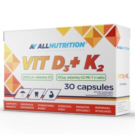 Витаминный комплекс Vit D3 K2 - 30tabs - All Nutrition, фото 