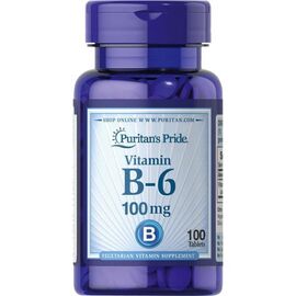 Купить Витаминный комплекс Vitamin B-6 (Pyridoxine Hydrochloride) 100mg - 100tabs - Puritans Pride, фото , характеристики, отзывы