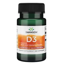 Придбати - Вітамінний комплекс Vitamin D3 High Potency 1,000 IU (25 mcg) - 60 Caps - Swanson, image , характеристики, відгуки