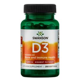 Придбати Вітамінний комплекс Vitamin D3 Highest Potency 5,000 IU - 250 Sgels - Swanson, image , характеристики, відгуки