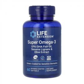 Придбати Super Omega-3 EPA/DHA Fish Oil Sesame Lignans & Olive Extract Enteric Coated - 60 softgels, image , характеристики, відгуки