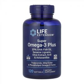 Купить Super Omega-3 Plus EPA/DHA Fish Oil, Sesame Lignans, Olive Extract, Krill & Astaxanthin - 120 softgels, фото , характеристики, отзывы