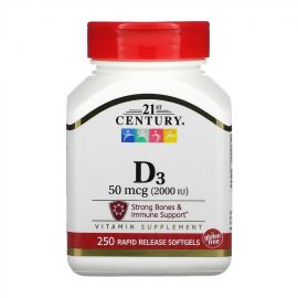 Придбати D3 50 mcg (2000 IU) - 250 softgels, image , характеристики, відгуки