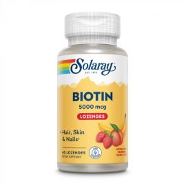 Придбати Biotin 5000mcg - 60 Lozenges Natural Peach, Strawberry, Banana, image , характеристики, відгуки
