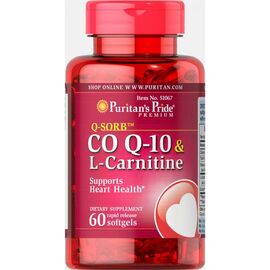 Купить - Коэнзим Q-SORB™ Co Q-10 30 mg plus L-Carnitine 250 mg - 60 Softgels - Puritans Pride, фото , характеристики, отзывы