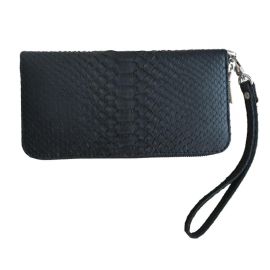 Купить Гаманець портмоне із натуральної шкіри пітона Ekzotic leather (snw29_3) чорний зі знімною ручкою, фото , характеристики, отзывы
