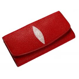 Придбати Жіночий гаманець зі шкіри ската червоний, image , характеристики, відгуки