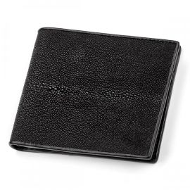 Купить Кошелек Ekzotic leather из натуральной кожи морского ската Черный  (stw 37), фото , характеристики, отзывы