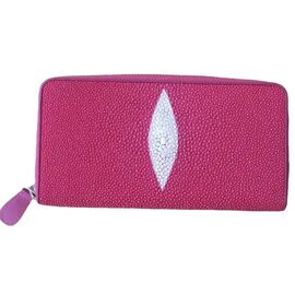 Купить Гаманець портмоне жіночий зі шкіри ската на блискавці рожевий малиновий, фото , характеристики, отзывы