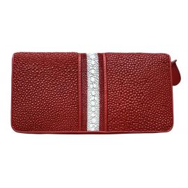 Придбати Кошелек женский красный на молнии с белой полоской из натуральной кожи ската Ekzotic leather stw30_5, image , характеристики, відгуки