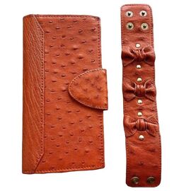 Купить - Подарунковий набір гаманець та браслет жіночий зі шкіри страуса Ekzotic Leather Кораловий (ok02), фото , характеристики, отзывы