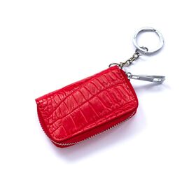 Купить - Ключница из кожи крокодила для авто-ключа на молнии брюхо Красный (ck04), фото , характеристики, отзывы