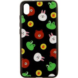 Придбати Чехол-накладка TOTO Cartoon Print Glass Case Xiaomi Redmi 7A Line friends Black, image , характеристики, відгуки