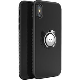 Придбати Чехол-накладка SHENGO Soft-touch holder TPU Case iPhone X Black, image , характеристики, відгуки