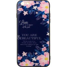 Купить Чехол-накладка TOTO Glass Fashionable Case Apple iPhone 6 Plus/6S Plus Flower on Blue, фото , характеристики, отзывы