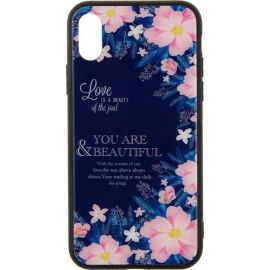 Купить Чехол-накладка TOTO Glass Fashionable Case Apple iPhone X Flower on Blue, фото , характеристики, отзывы