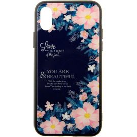 Купить Чехол-накладка TOTO Glass Fashionable Case Apple iPhone XS Flower on Blue, фото , характеристики, отзывы