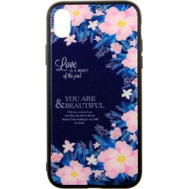 Купить Чехол-накладка TOTO Glass Fashionable Case Apple iPhone XR Flower on Blue, фото , характеристики, отзывы