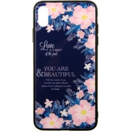 Купить Чехол-накладка TOTO Glass Fashionable Case Apple iPhone XS Max Flower on Blue, фото , характеристики, отзывы