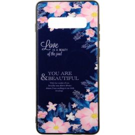 Купить Чехол-накладка TOTO Glass Fashionable Case Samsung Galaxy S10+ Flower on Blue, фото , характеристики, отзывы