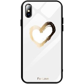 Купить Чехол-накладка TOTO Glass Fashionable Case Apple iPhone XS Heart on White, фото , характеристики, отзывы