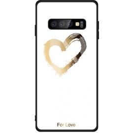 Купить Чехол-накладка TOTO Glass Fashionable Case Samsung Galaxy S10+ Heart on White, фото , характеристики, отзывы