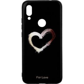 Придбати Чехол-накладка TOTO Glass Fashionable Case Xiaomi Redmi Note 7 Heart on Black, image , характеристики, відгуки