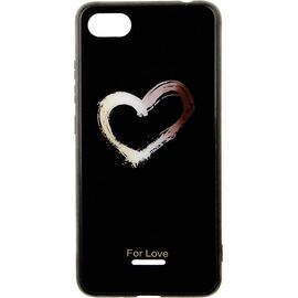 Придбати Чехол-накладка TOTO Glass Fashionable Case Xiaomi Redmi 6A Heart on Black, image , характеристики, відгуки