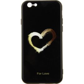 Придбати Чехол-накладка TOTO Glass Fashionable Case Apple iPhone 6/6S Heart on Black, image , характеристики, відгуки