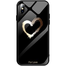 Купить Чехол-накладка TOTO Glass Fashionable Case Apple iPhone XS Heart on Black, фото , характеристики, отзывы