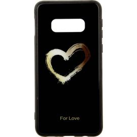 Купить Чехол-накладка TOTO Glass Fashionable Case Samsung Galaxy S10e Heart on Black, фото , характеристики, отзывы