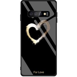 Придбати Чехол-накладка TOTO Glass Fashionable Case Samsung Galaxy S10+ Heart on Black, image , характеристики, відгуки