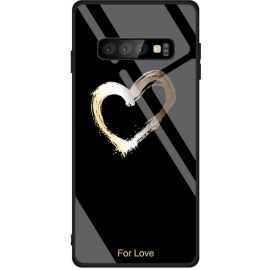 Купить Чехол-накладка TOTO Glass Fashionable Case Samsung Galaxy S10+ Heart on Black, фото , характеристики, отзывы