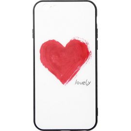 Купить Чехол-накладка TOTO Glass Fashionable Case Apple iPhone 6/6S Red Heart on White, фото , характеристики, отзывы