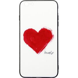 Купить Чехол-накладка TOTO Glass Fashionable Case Apple iPhone 6 Plus/6S Plus Red Heart on White, фото , характеристики, отзывы