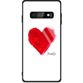 Купить Чехол-накладка TOTO Glass Fashionable Case Samsung Galaxy S10+ Red Heart on White, фото , характеристики, отзывы