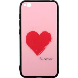 Купить Чехол-накладка TOTO Glass Fashionable Case Xiaomi Redmi Go Red Heart on Pink, фото , характеристики, отзывы