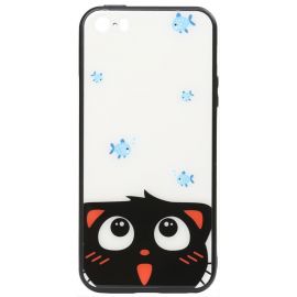 Купить Чехол-накладка TOTO Cartoon Print Glass Case Apple iPhone SE/5s/5 Cat and fish, фото , характеристики, отзывы