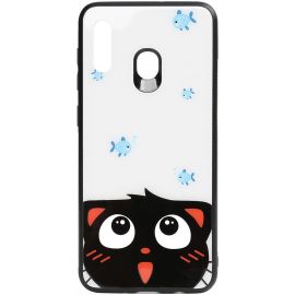 Придбати Чехол-накладка TOTO Cartoon Print Glass Case Samsung Galaxy A20/A30 Cat and fish, image , характеристики, відгуки